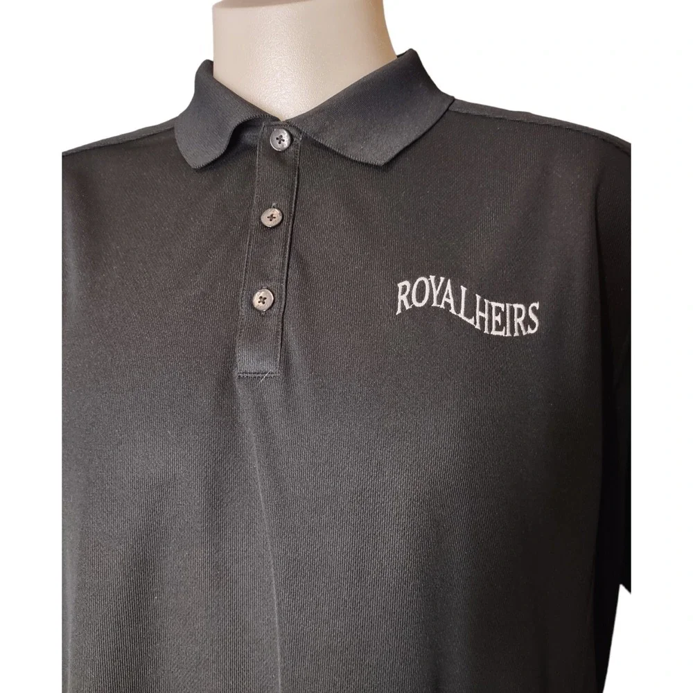 Nike Polo Shirt Men's XL Royal Heirs Logo Black Golf Athleisure  Short Sleeve